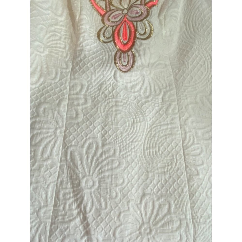 Lilly Pulitzer Logan White Floral Pique Jacquard Shift Dress White with Coral, P - Picture 6 of 14